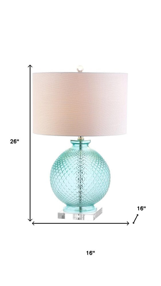 26" Clear Novelty Table Lamp With Drum Shade. Table lamp isolated on a plain white background.