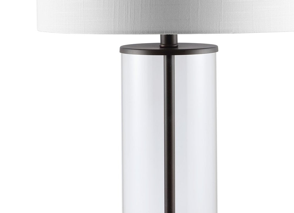 29" Antiqued Bronze Table Lamp With Drum Shade. Table lamp isolated on a plain white background.