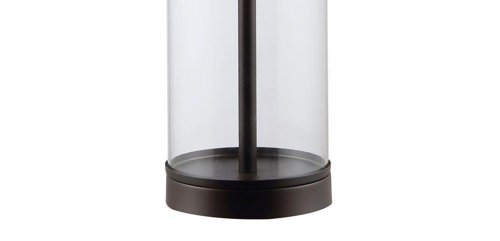 29" Antiqued Bronze Table Lamp With Drum Shade. Table lamp isolated on a plain white background.