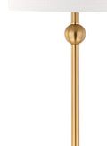 Set of Two 35" Clear And Brass Table Lamps With Drum Shades on a white background