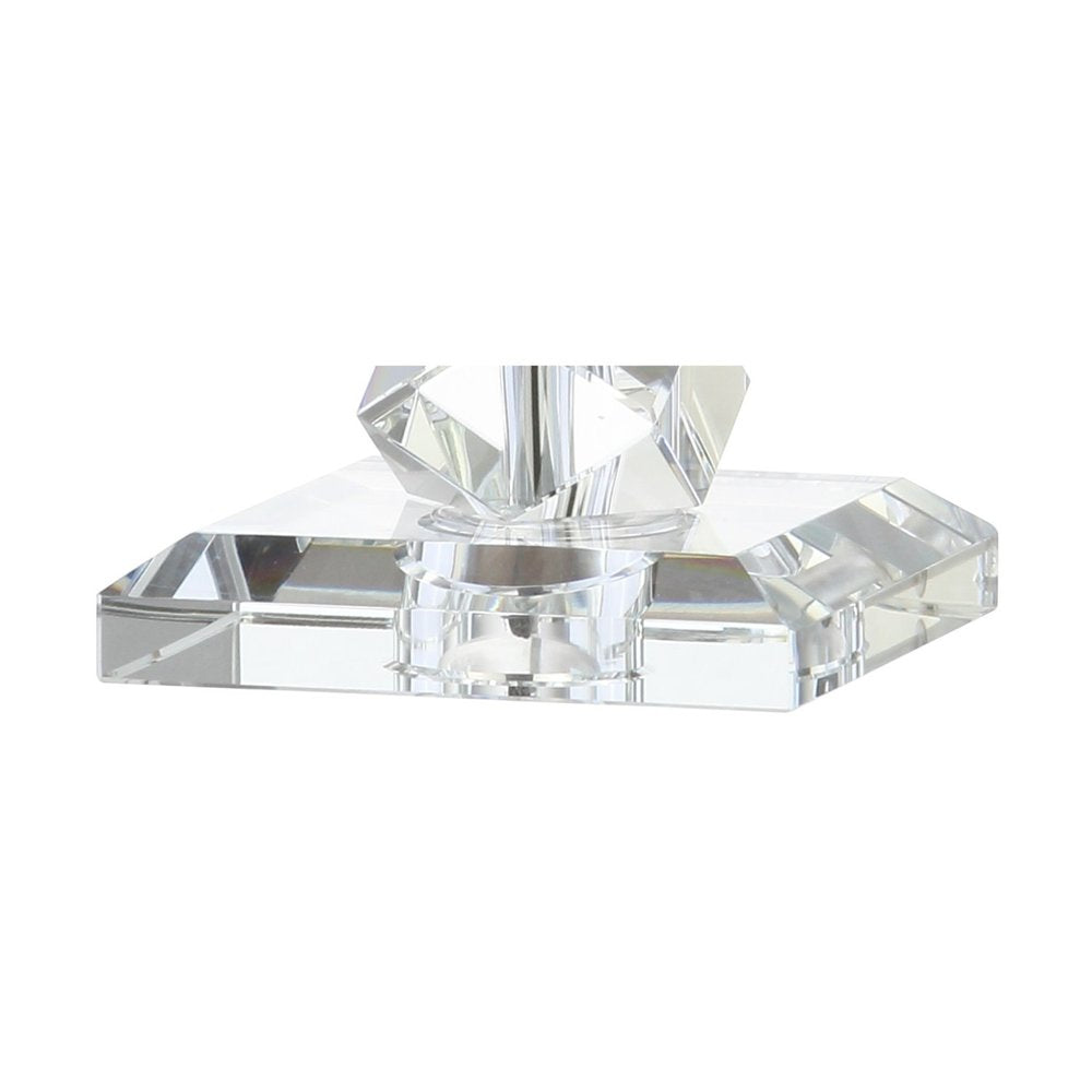 26" Clear Novelty Table Lamp With Drum Shade. Table lamp isolated on a plain white background, in a clear finish.