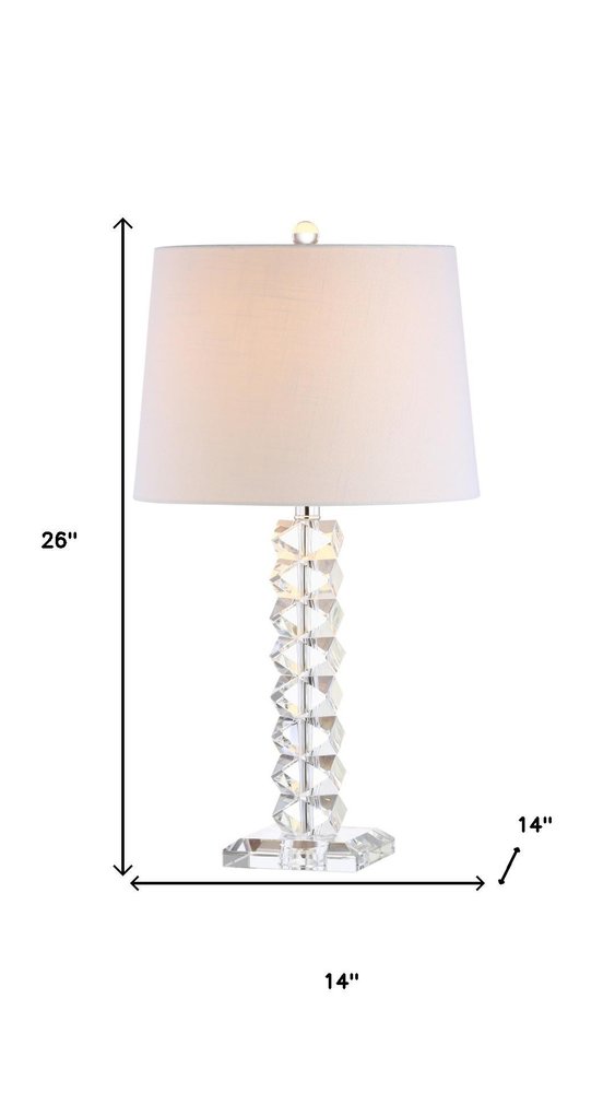 26" Clear Novelty Table Lamp With Drum Shade. Table lamp isolated on a plain white background, showing its clear color.