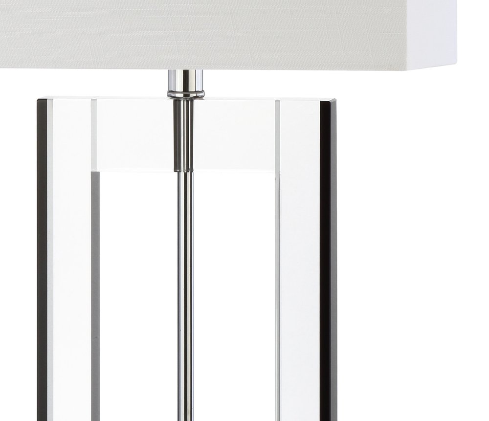 26" Clear Novelty Table Lamp With Drum Shade. Table lamp isolated on a plain white background, finished in clear.