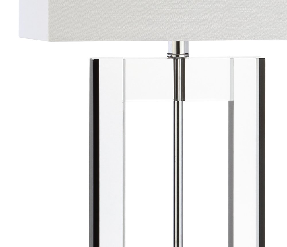 26" Clear Novelty Table Lamp With Drum Shade. Table lamp isolated on a plain white background.