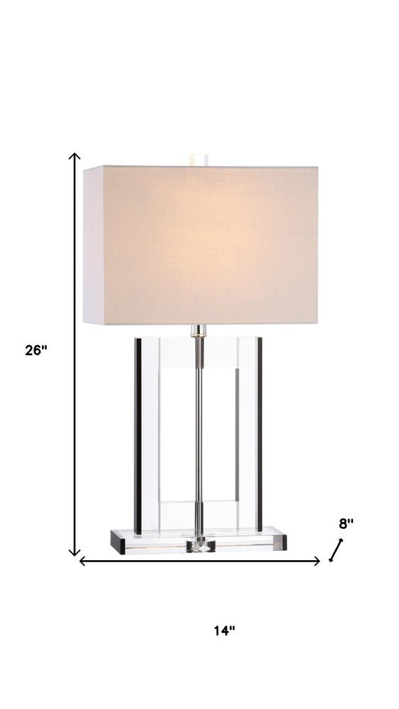 26" Clear Novelty Table Lamp With Drum Shade. Table lamp isolated on a plain white background.