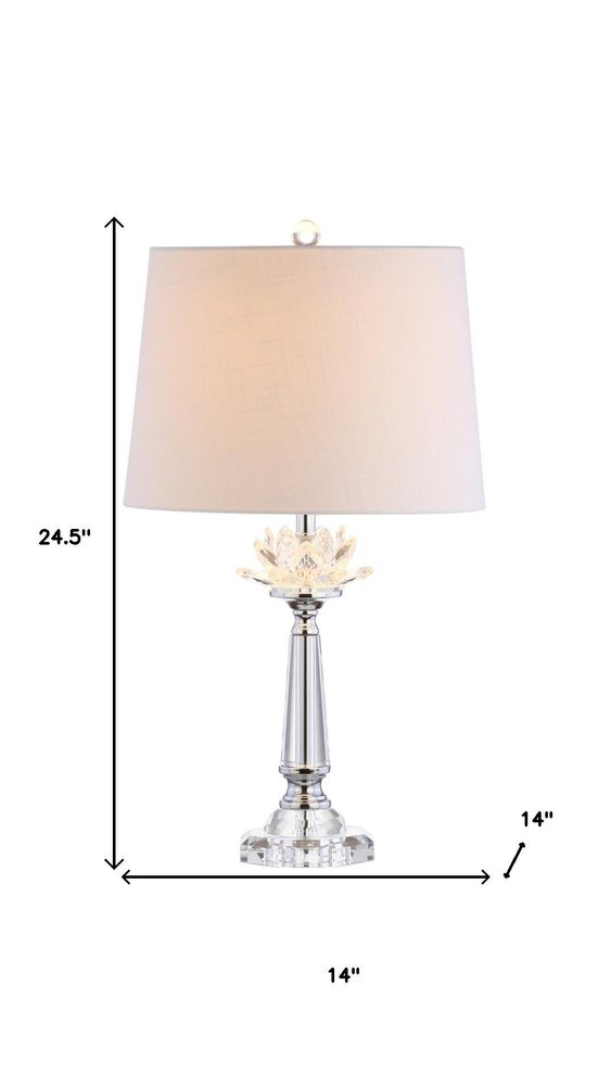 25" Clear Novelty Table Lamp With Drum Shade. Table lamp isolated on a plain white background, in a clear finish.
