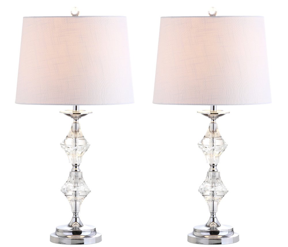 Set of Two 28" Silver Novelty Bedside Lamps With Drum Shades