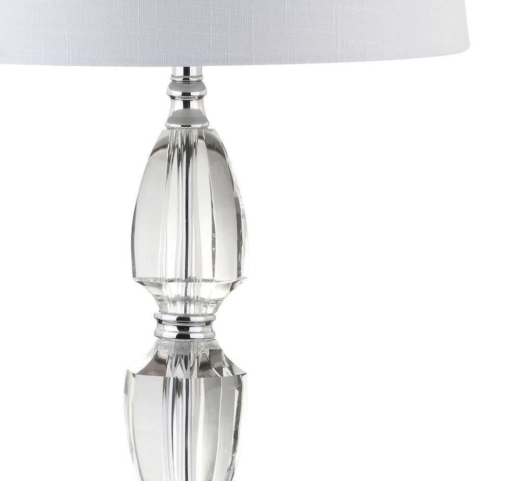 27" Silver Novelty Bedside Lamp With Drum Shade. Lamp isolated on a plain white background, finished in silver.