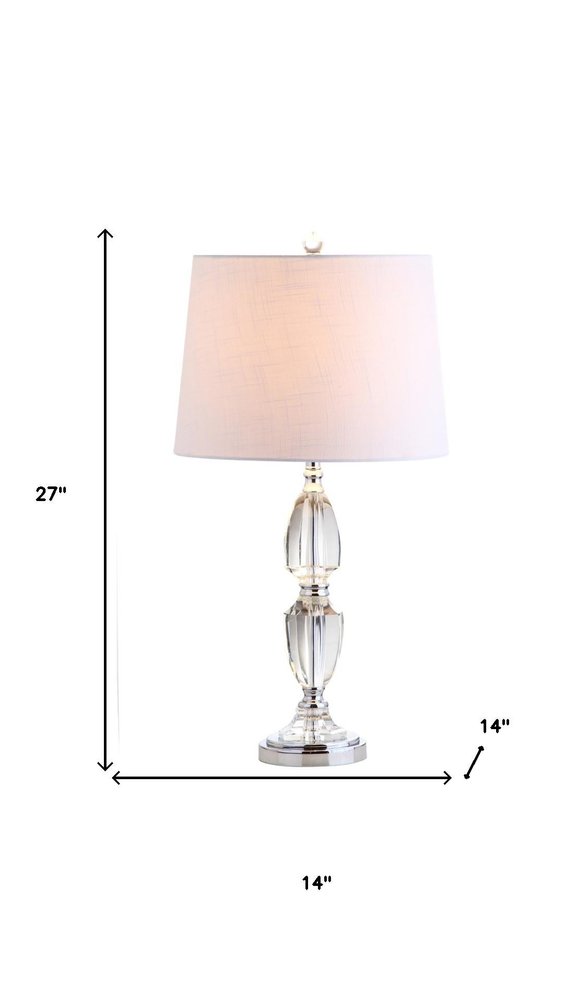27" Silver Novelty Bedside Lamp With Drum Shade. Lamp isolated on a plain white background, showing its silver color.