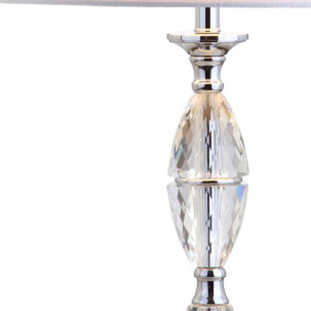 Set of Two 26" Clear And Silver Novelty Table Lamps With Drum Shades