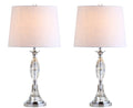 Set of Two 26" Clear And Silver Novelty Table Lamps With Drum Shades