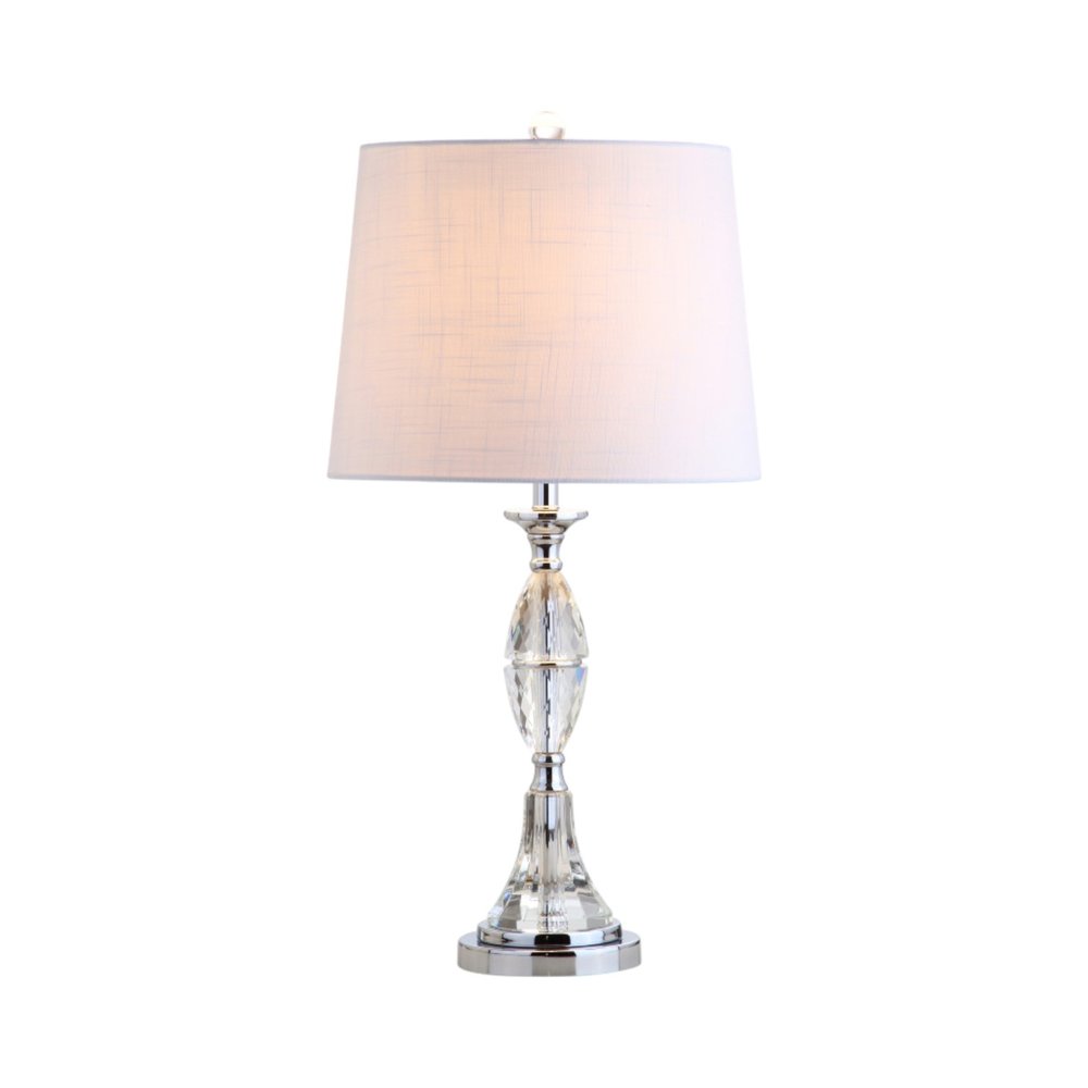 Set of Two 26" Clear And Silver Novelty Table Lamps With Drum Shades