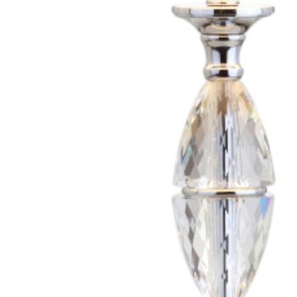 Set of Two 26" Clear And Silver Novelty Table Lamps With Drum Shades