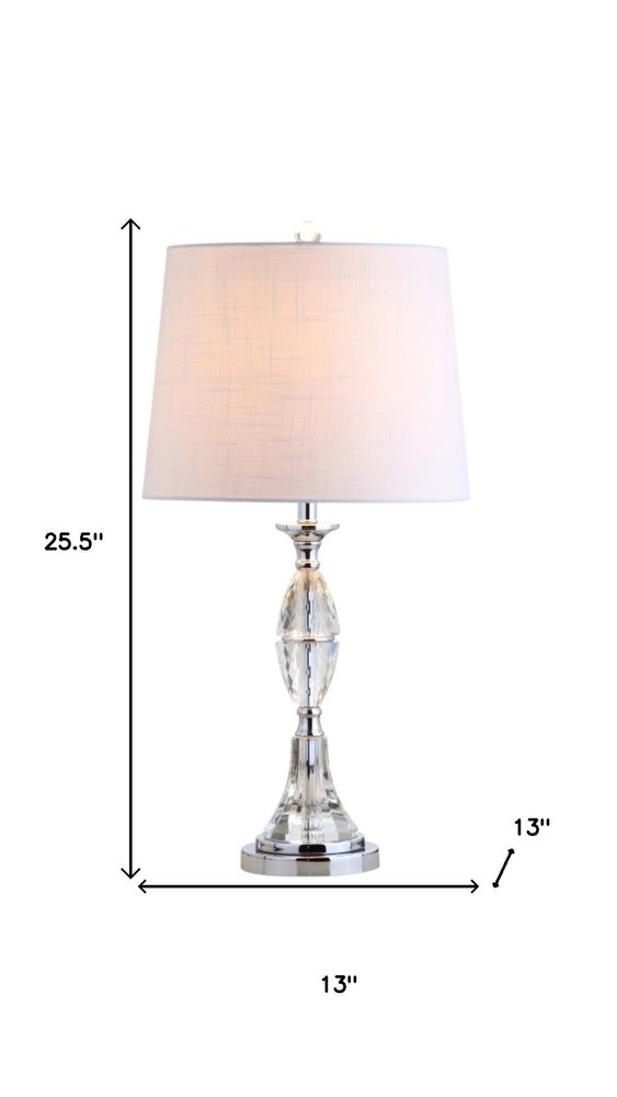 Set of Two 26" Clear And Silver Novelty Table Lamps With Drum Shades