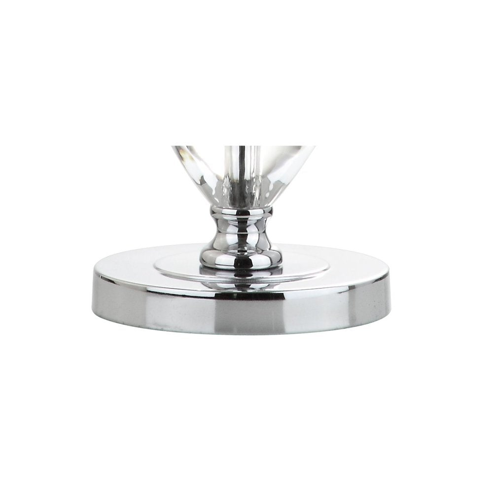 27" Silver Globe Table Lamp With Drum Shade. Table lamp isolated on a plain white background, in a silver finish.