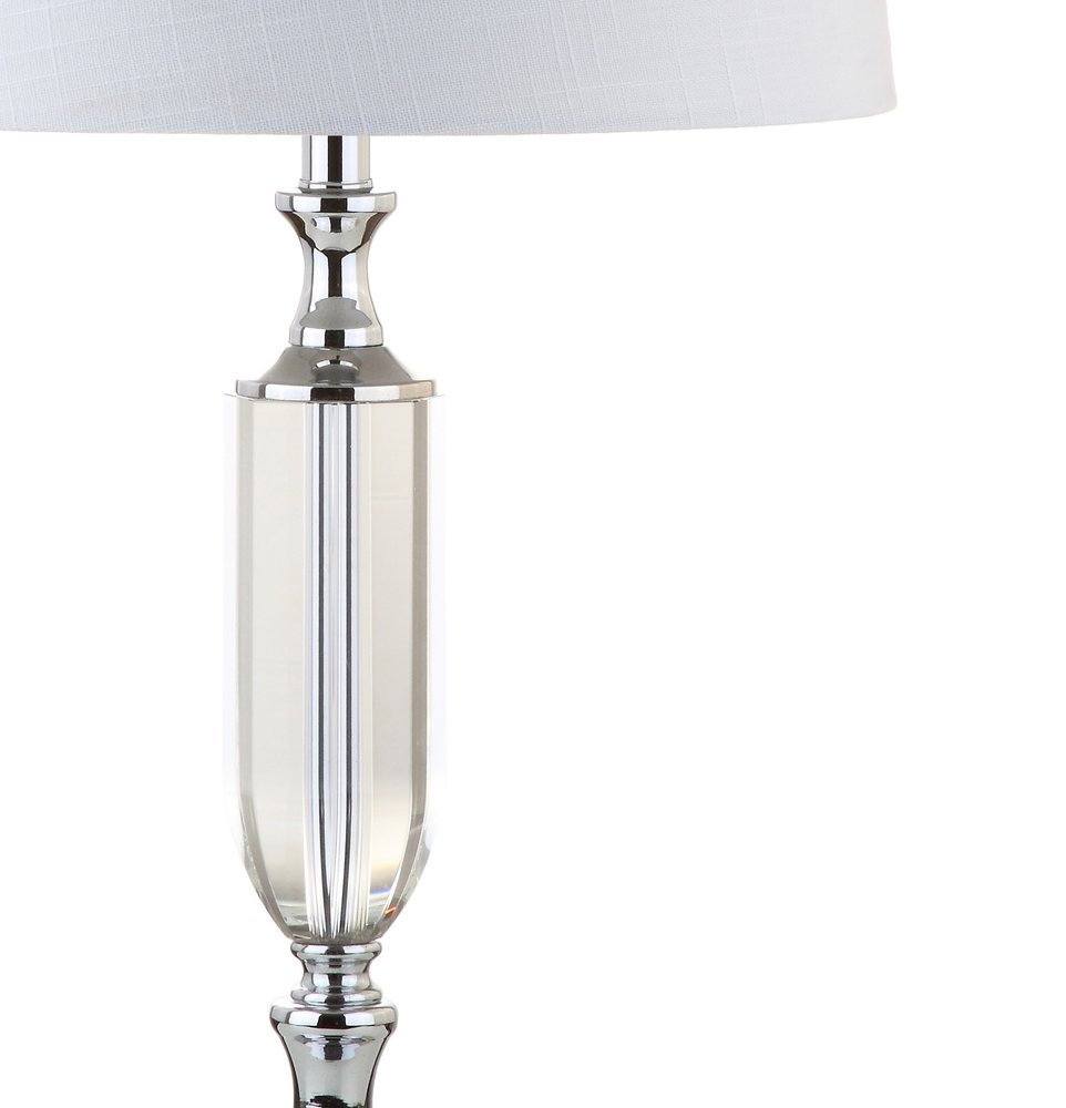 27" Silver Novelty Table Lamp With Empire Shade. Table lamp isolated on a plain white background, in a silver finish.