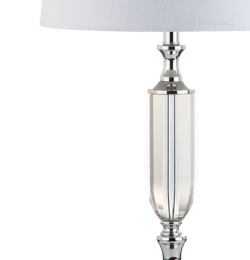 27" Silver Novelty Table Lamp With Empire Shade. Table lamp isolated on a plain white background, showing its silver color.