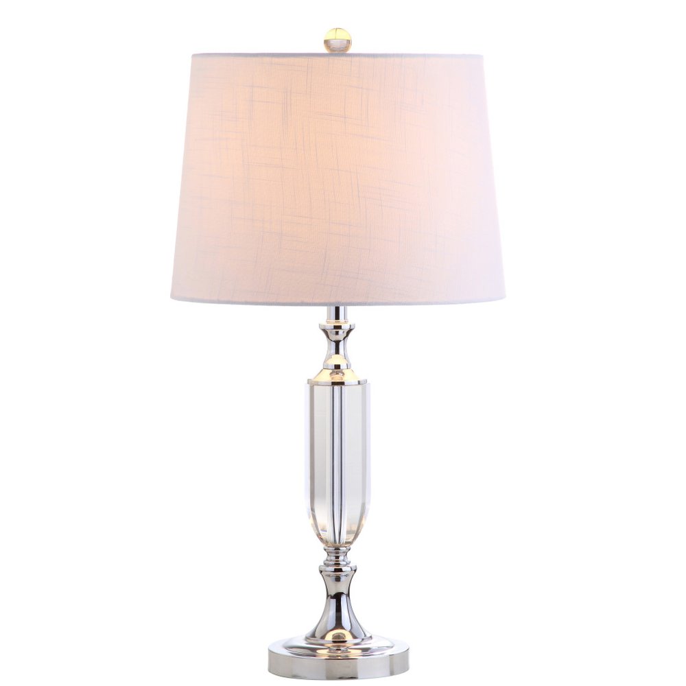 27" Silver Novelty Table Lamp With Empire Shade. Table lamp isolated on a plain white background.