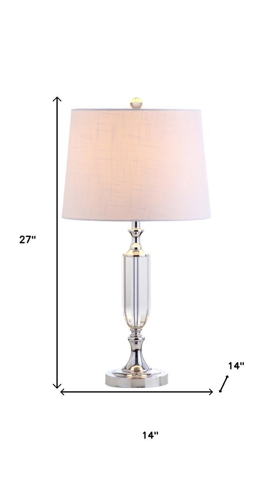 27" Silver Novelty Table Lamp With Empire Shade. Table lamp isolated on a plain white background.