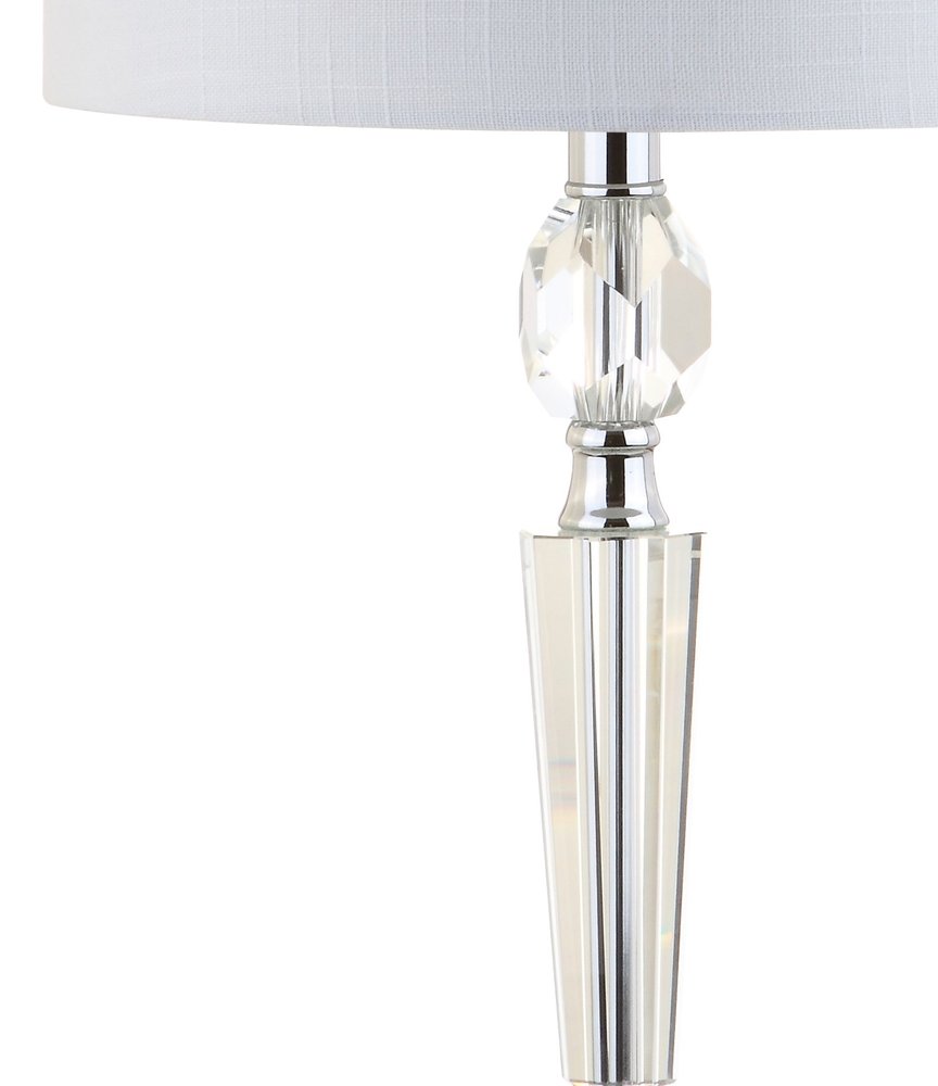 Set of Two 27" Clear And Silver Bedside Lamps With Drum Shades