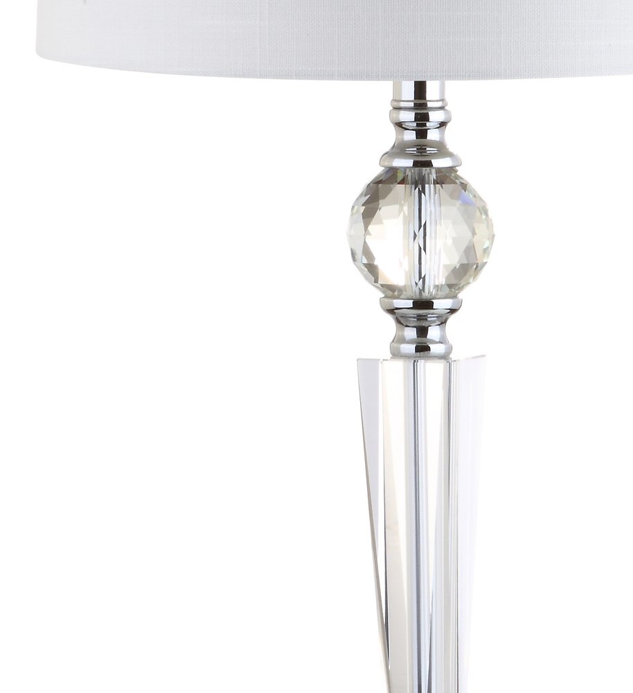Set of Two 31" Clear And Silver Table Lamps With Drum Shades