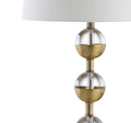 Set of Two 28" Gold Round Bedside Lamps With Drum Shades
