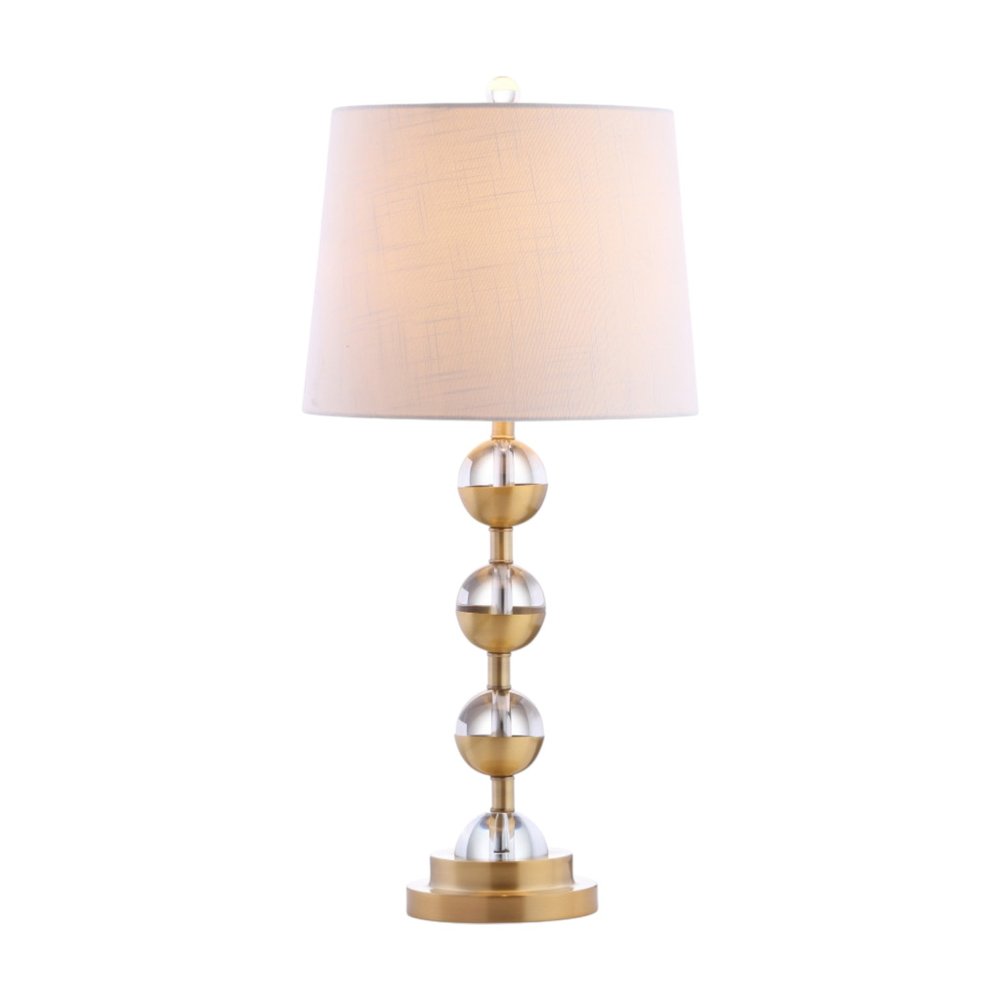 Set of Two 28" Gold Round Bedside Lamps With Drum Shades