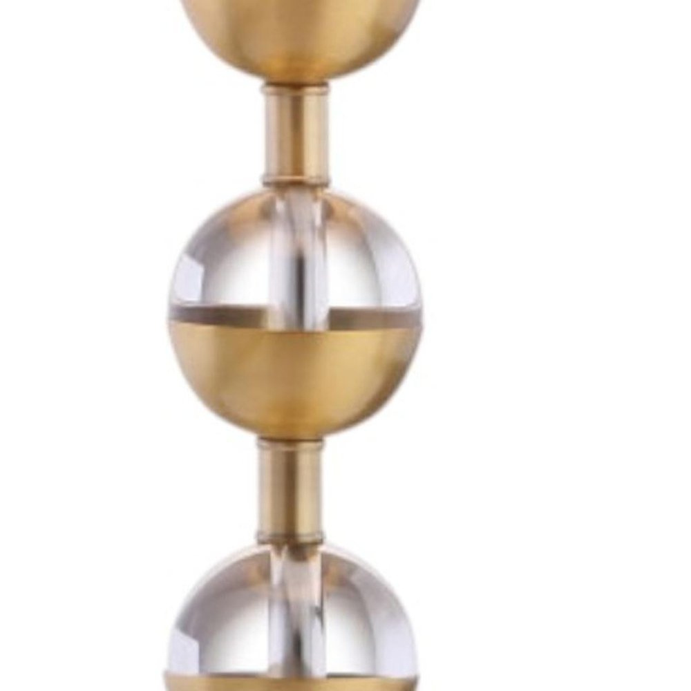 Set of Two 28" Gold Round Bedside Lamps With Drum Shades