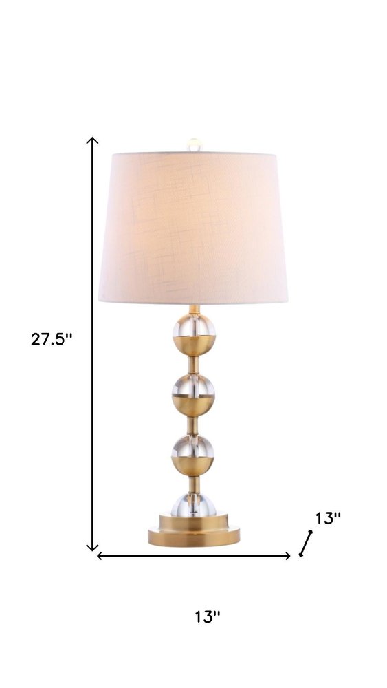 Set of Two 28" Gold Round Bedside Lamps With Drum Shades on a white background