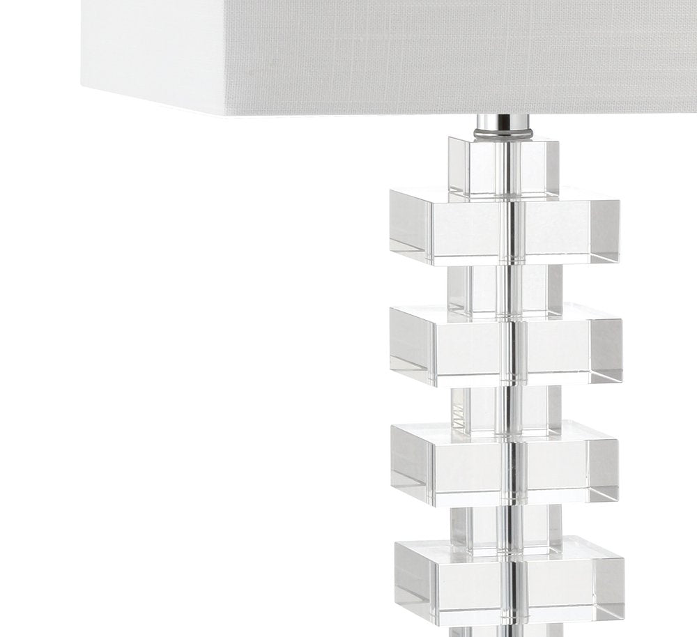 28" Clear Novelty Table Lamp With Shade. Table lamp isolated on a plain white background, showing its clear color.