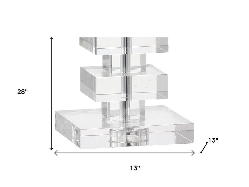 28" Clear Novelty Table Lamp With Shade. Table lamp isolated on a plain white background, in a clear finish.