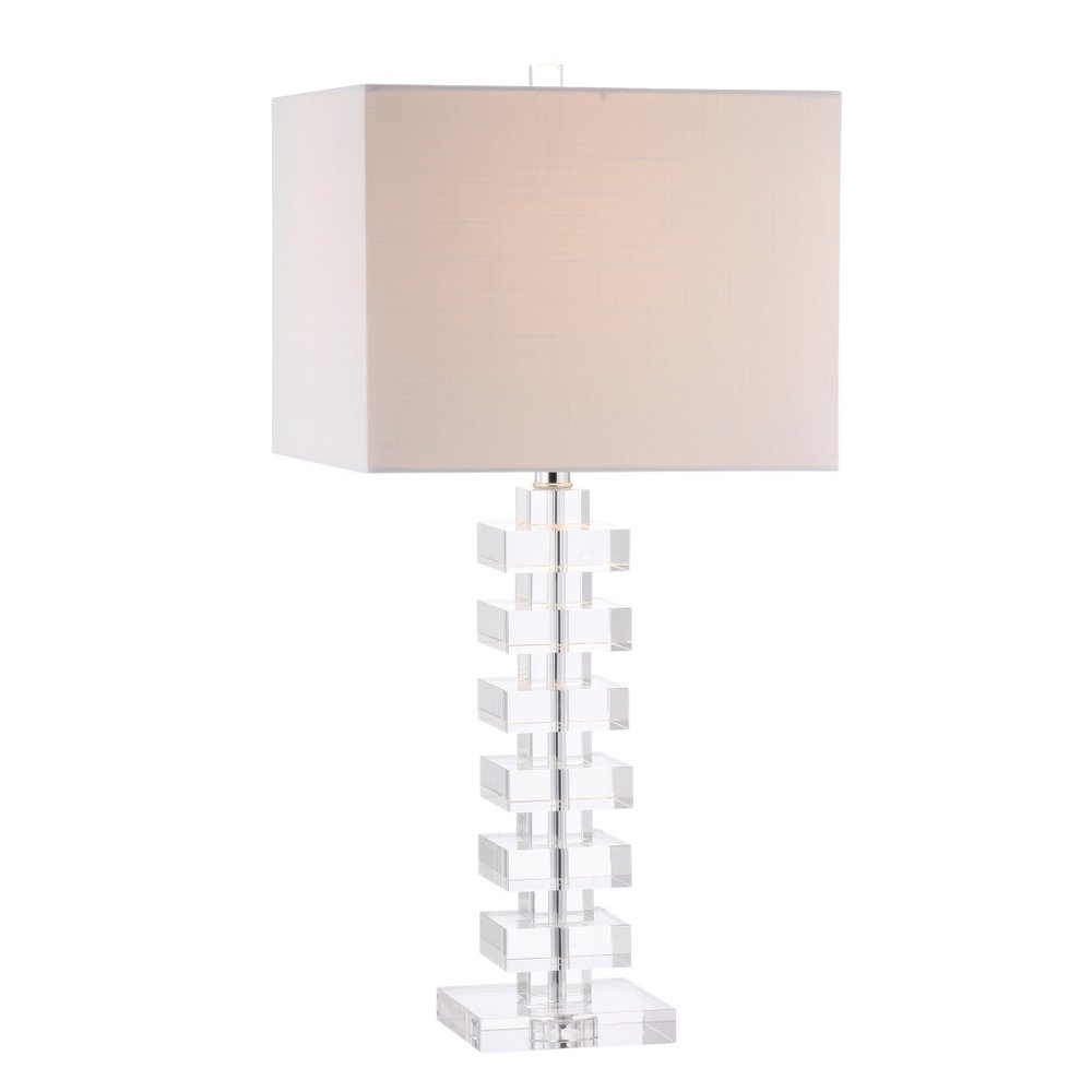 28" Clear Novelty Table Lamp With Shade. Table lamp isolated on a plain white background.