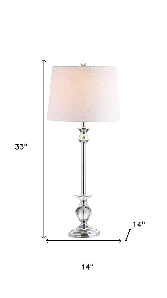 Set of Two 33" Silver Table Lamps With Drum Shades on a white background