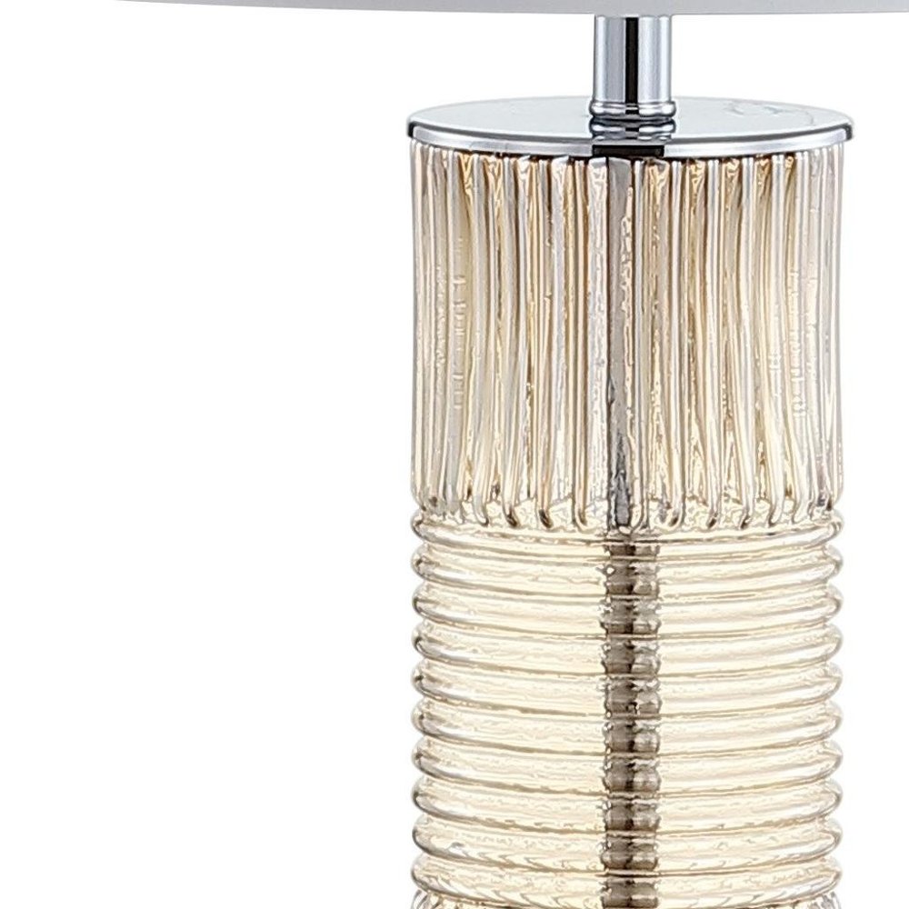 30" Clear Table Lamp With Drum Shade. Table lamp isolated on a plain white background.