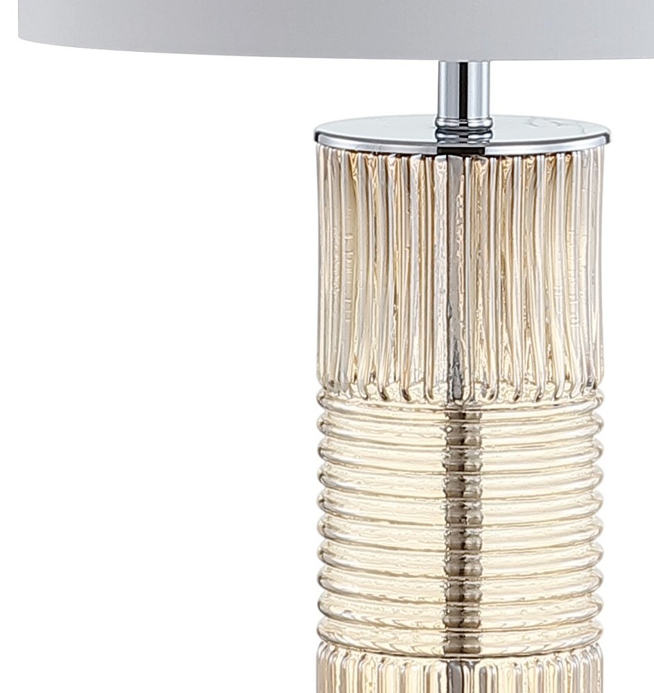 30" Clear Table Lamp With Drum Shade. Table lamp isolated on a plain white background, showing its clear color.