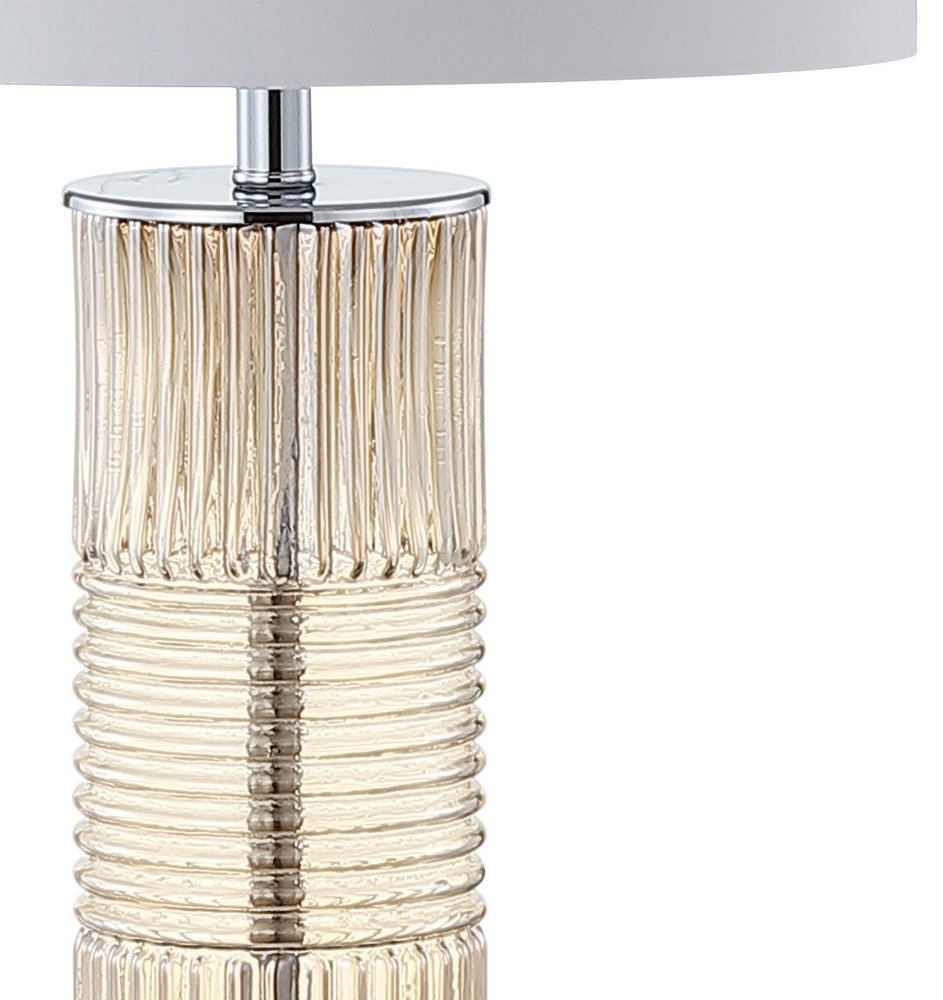 30" Clear Table Lamp With Drum Shade. Table lamp isolated on a plain white background, in a clear finish.
