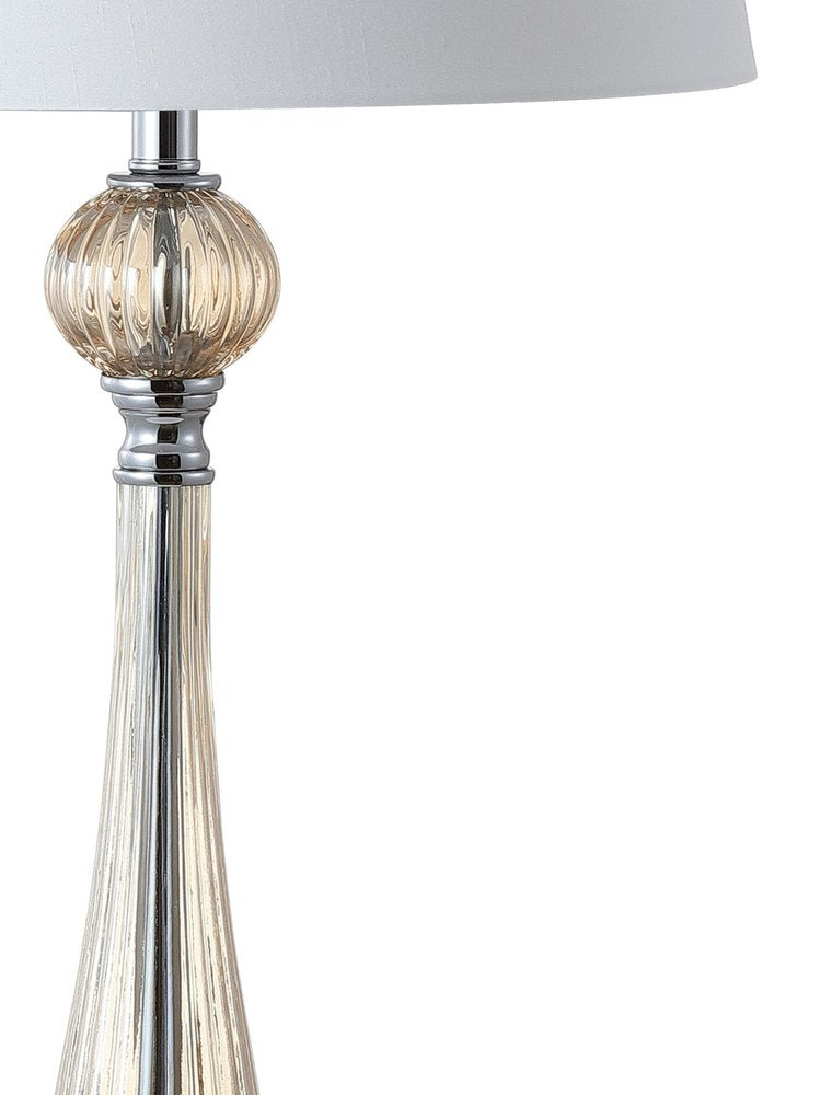 Set of Two 33" Champagne Novelty Table Lamps With Globe Shades on a white background