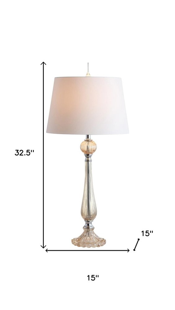 Set of Two 33" Champagne Novelty Table Lamps With Globe Shades on a white background