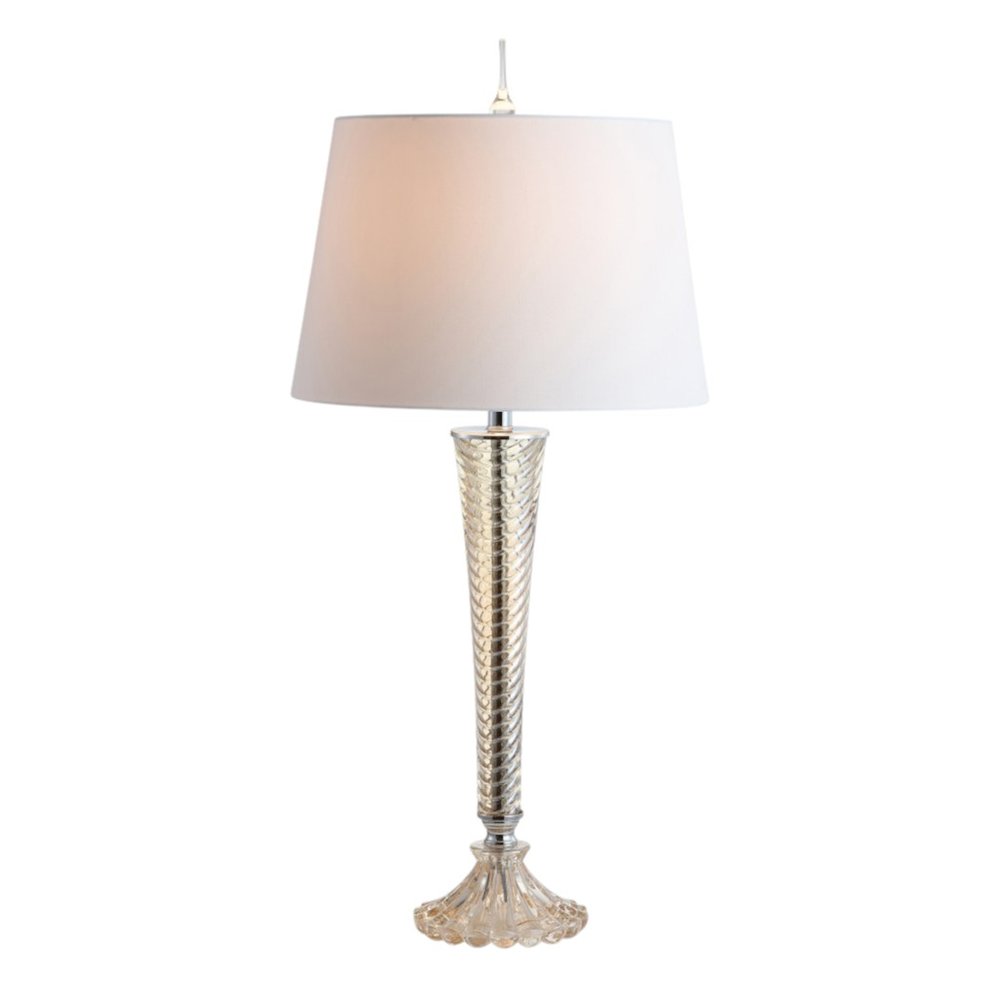 Set of Two 32" Champagne Urn Buffet Lamps With Globe Shades on a white background
