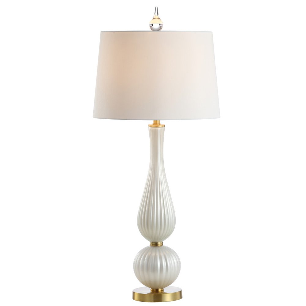 34" Gold Novelty Table Lamp With Globe Shade. Table lamp isolated on a plain white background.
