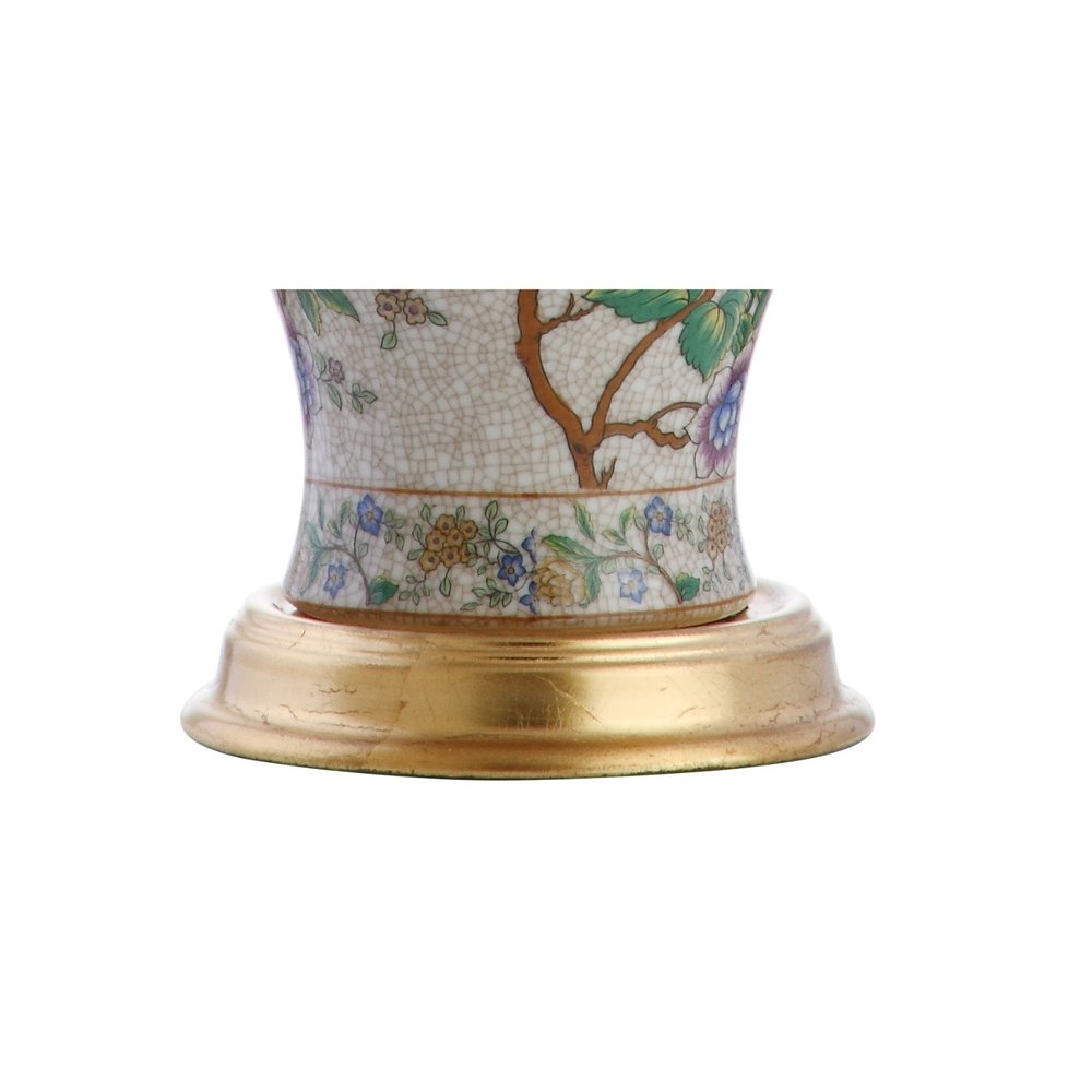 24" Gold And Off White Urn Table Lamp With Empire Shade. Table lamp isolated on a plain white background, showing its off-white color.