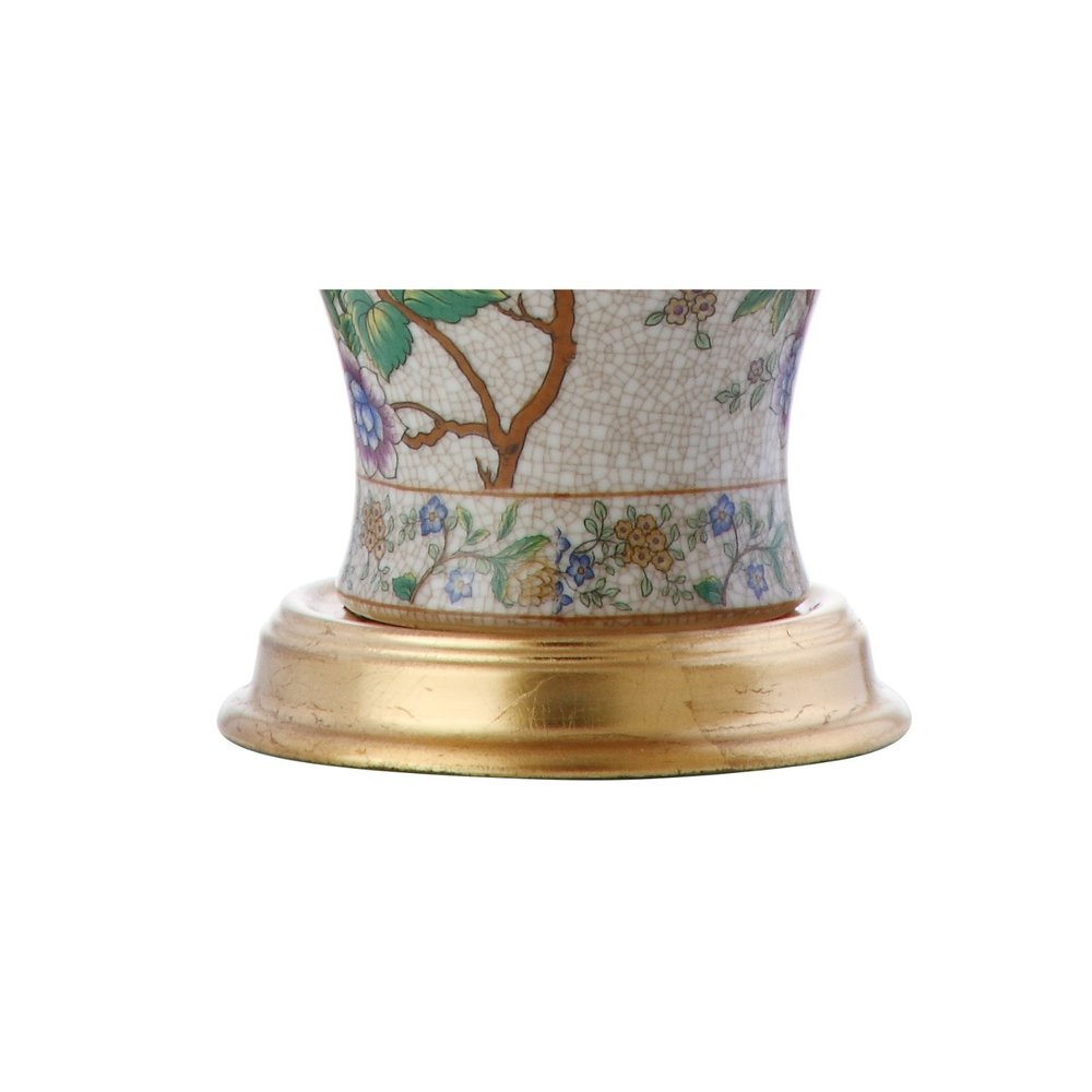 24" Gold And Off White Urn Table Lamp With Empire Shade. Table lamp isolated on a plain white background, in a off-white finish.