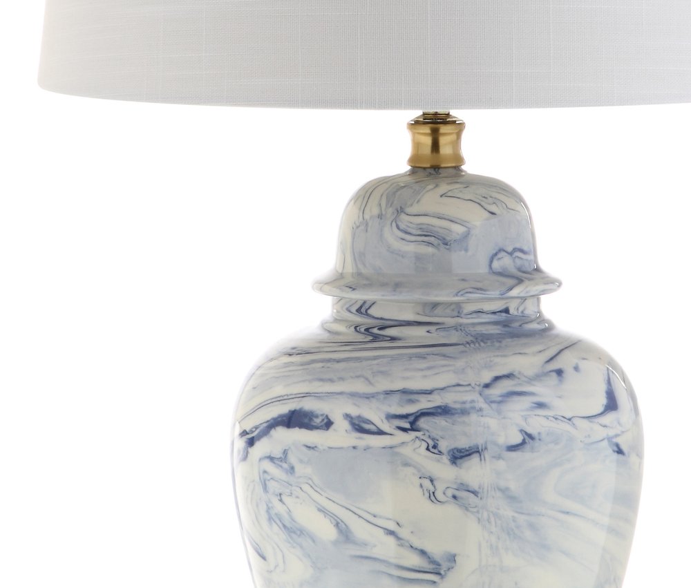 26" Gold Novelty Table Lamp With Drum Shade. Table lamp isolated on a plain white background.