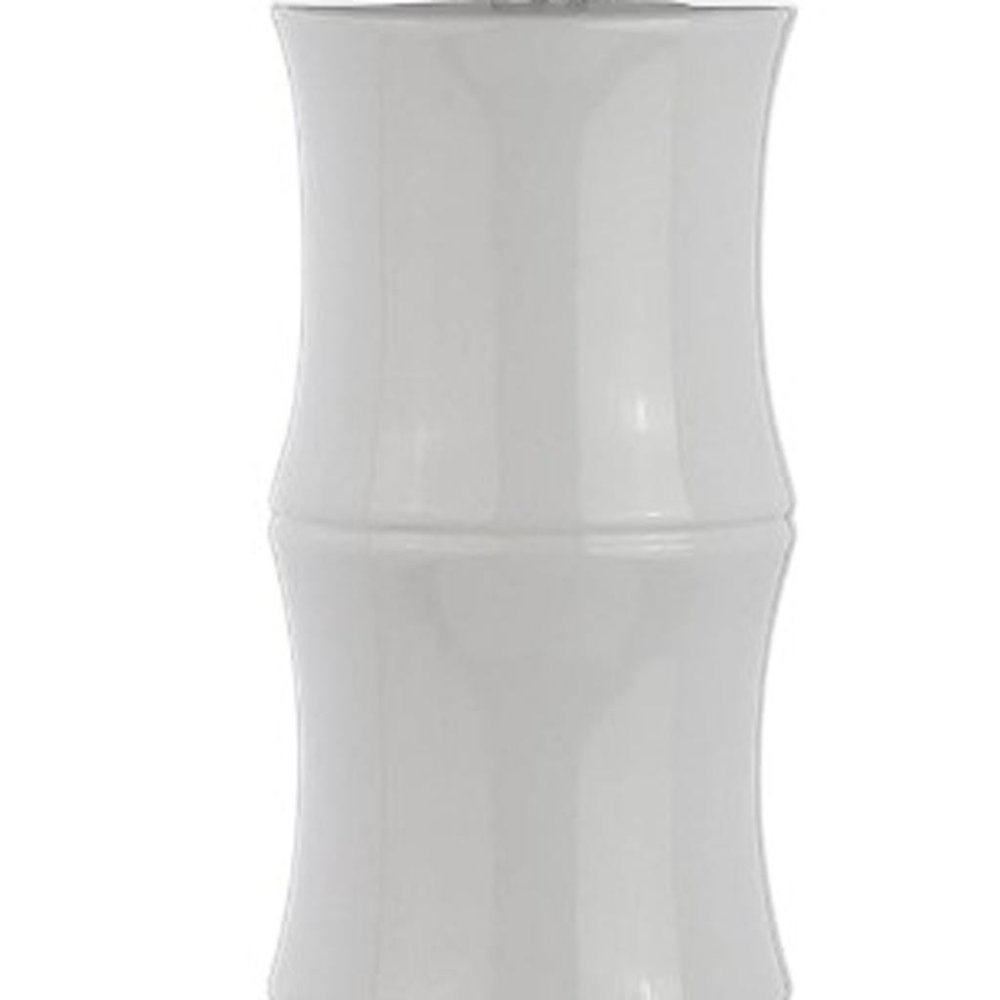 27" Clear Table Lamp With Drum Shade. Table lamp isolated on a plain white background, finished in clear.