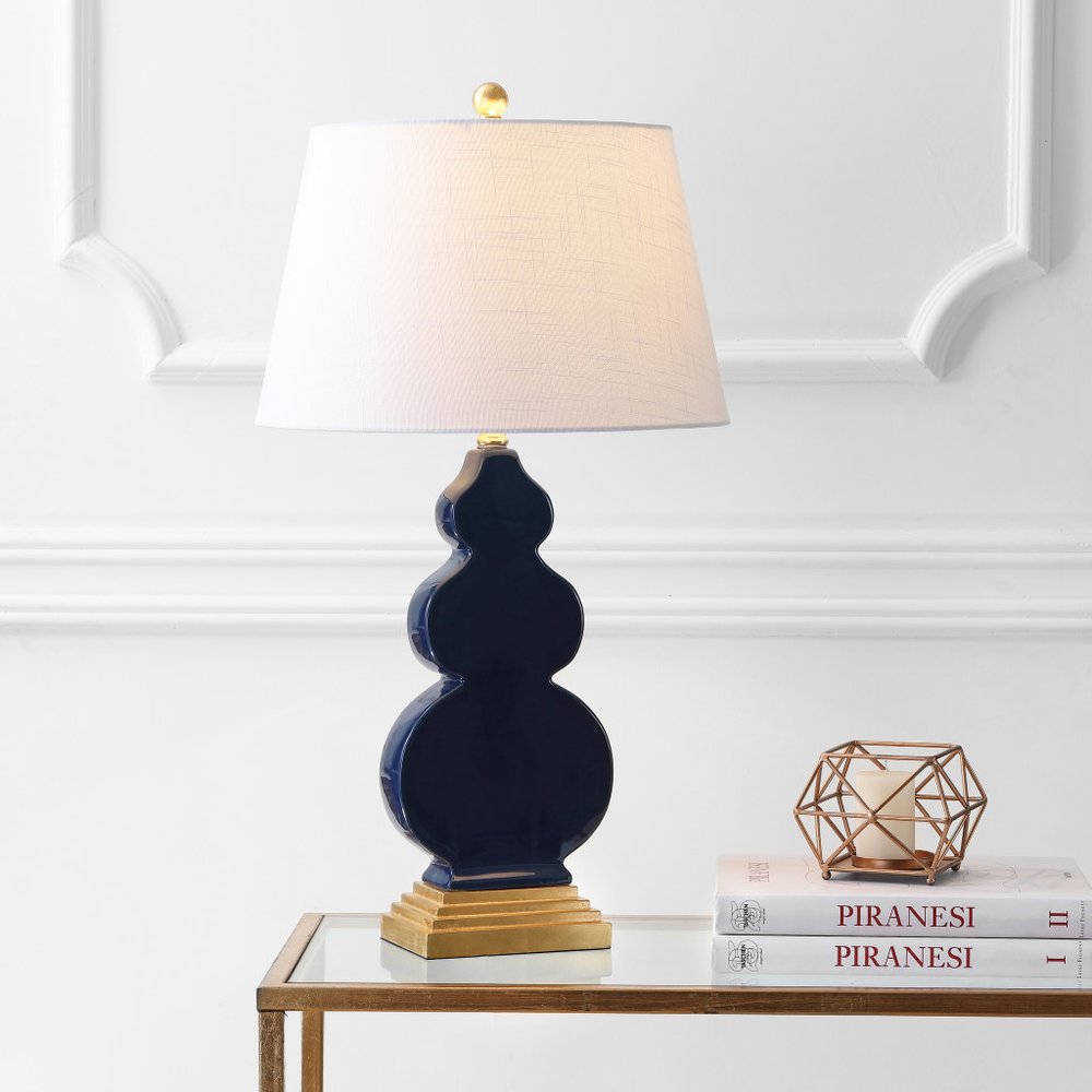 29" Gold Novelty Table Lamp With Drum Shade.
