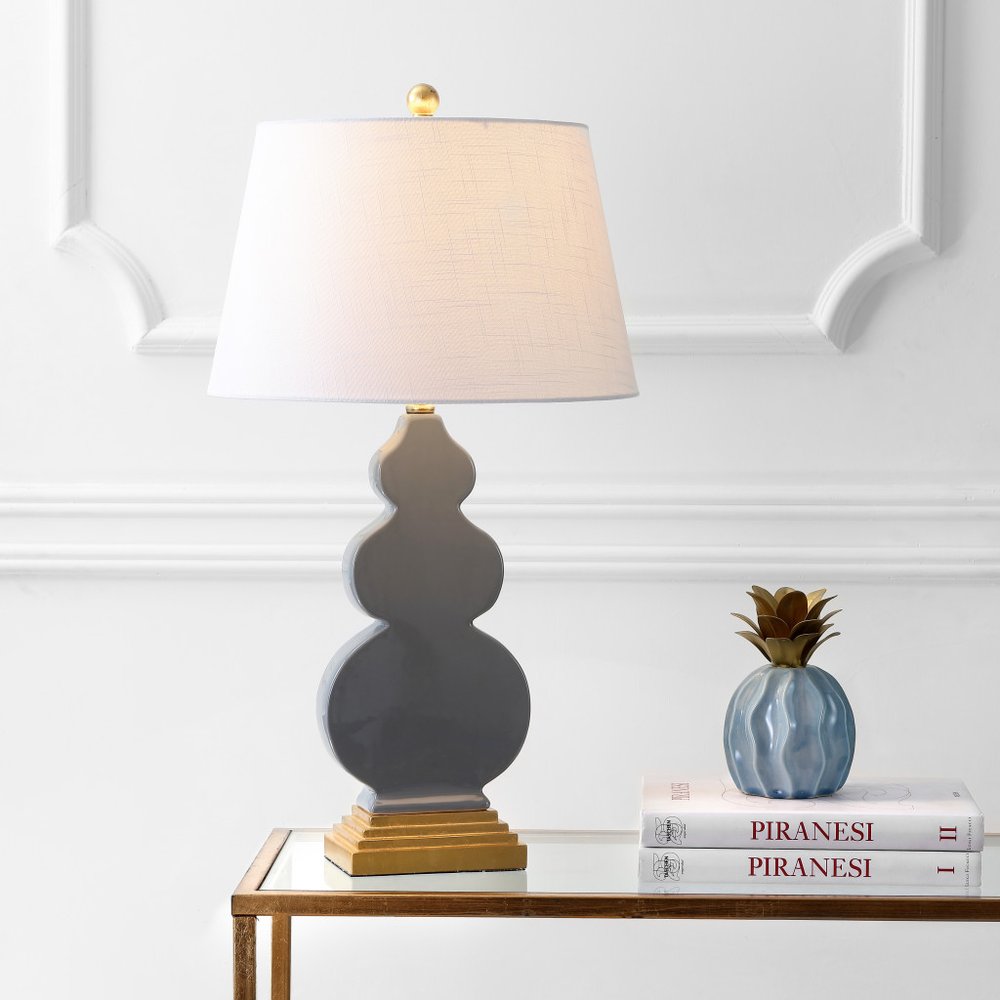 29" Gold Novelty Table Lamp With Drum Shade.