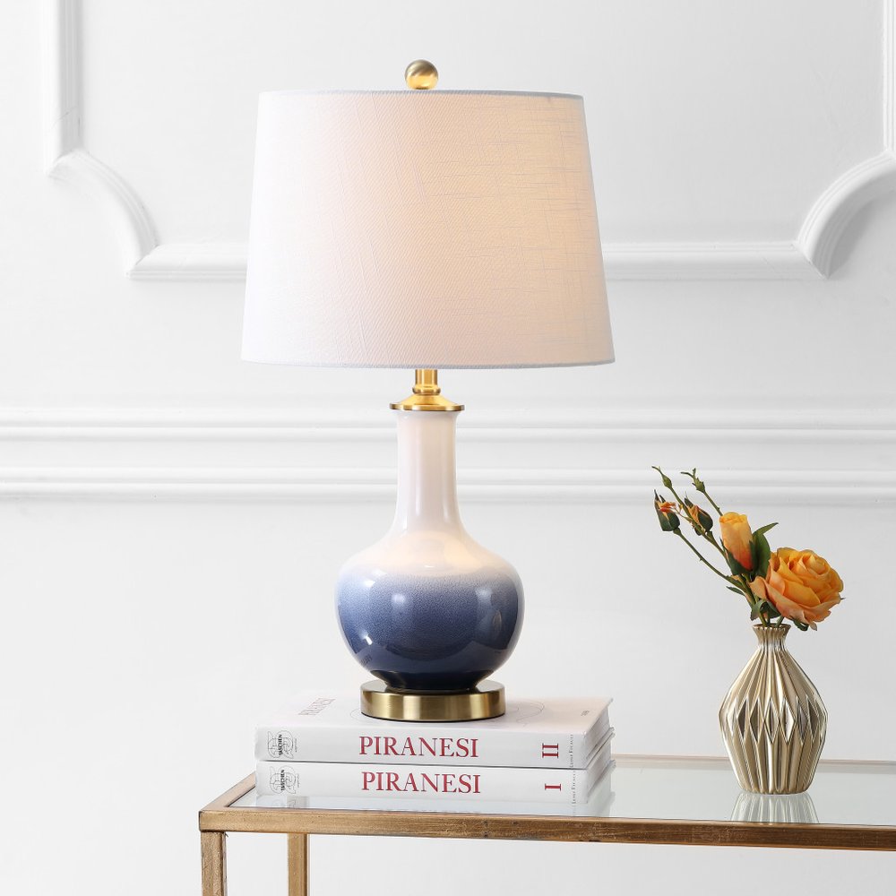 25" Gold Novelty Table Lamp With Drum Shade.