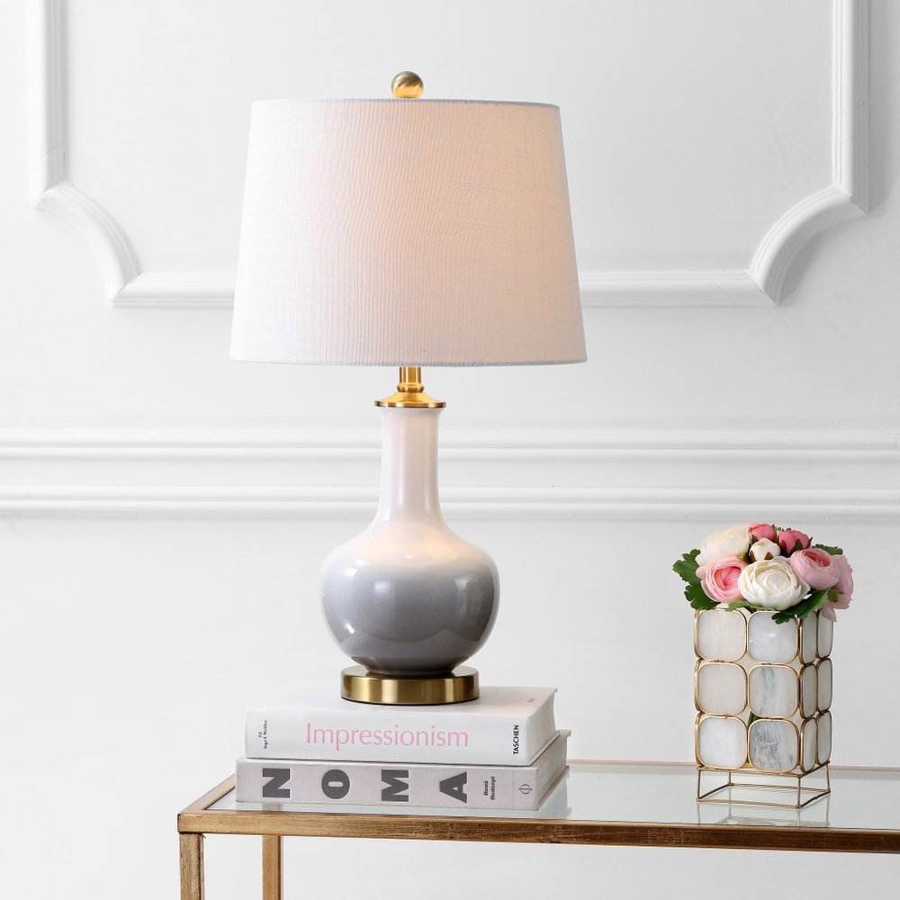 25" Gold Novelty Table Lamp With Drum Shade.