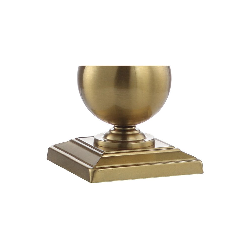 33" Gold Novelty Table Lamp With Drum Shade. Table lamp isolated on a plain white background, in a gold finish.