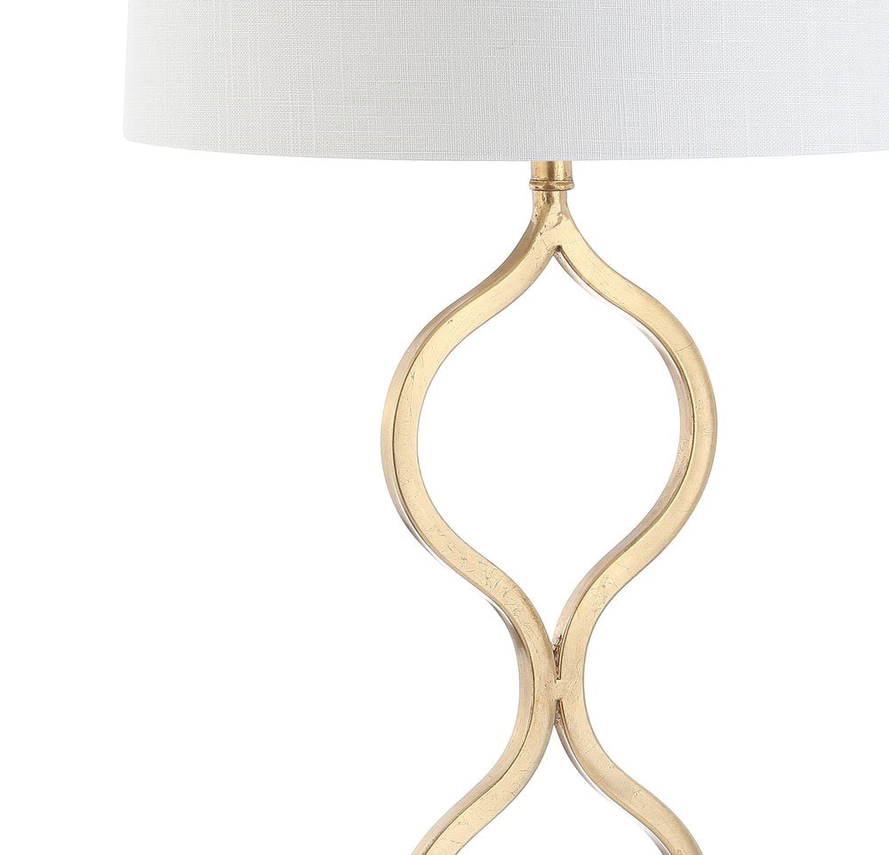 32" Clear Novelty Table Lamp With Drum Shade. Table lamp isolated on a plain white background.